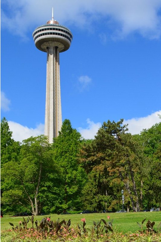 the Skylon Tower, a large tower with a round